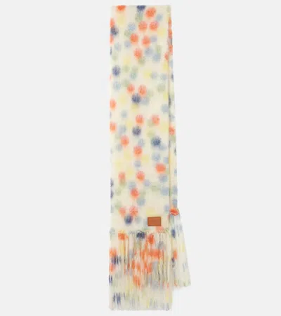 Loewe X Suna Fujita Polka-dot Mohair-blend Scarf In White