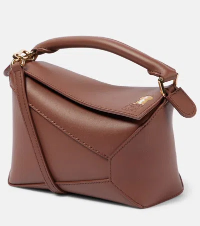 Loewe X Suna Fujita - Hamster Puzzle Edge Classic Calf Leather Mini Bag In Brown