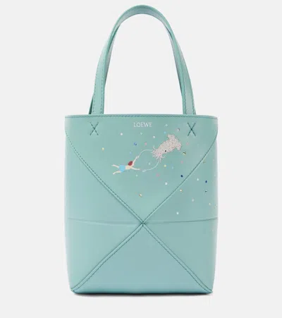 Loewe X Suna Fujita Puzzle Mini Squid Tote Bag In Leather In Blue
