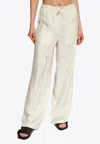 Loewe X Suna Fujita Striped Drawstring Pants In White