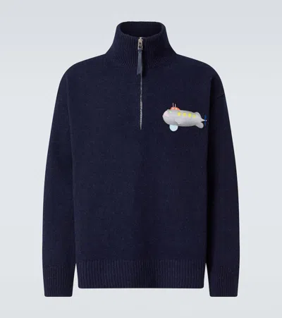 Loewe X Suna Fujita Submarine Half-zip Sweater In Blue