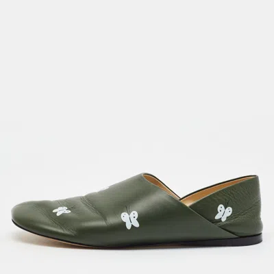 Pre-owned Loewe X Suna Fujita "toy" Panda-print Size 41 Green Leather Slippers