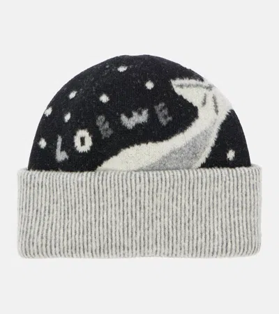 Loewe X Suna Fujita Whale Wool-blend Beanie In Black
