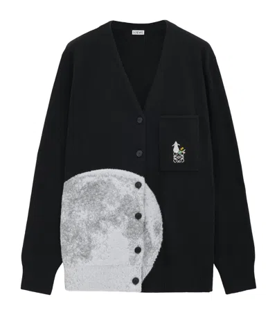 Loewe X Suna Fujita Wool-blend Moon Cardigan In Black