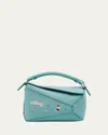 Loewe X Sunna Fujita Puzzle Edge Mini Squid-print Shoulder Bag In Leather In Water