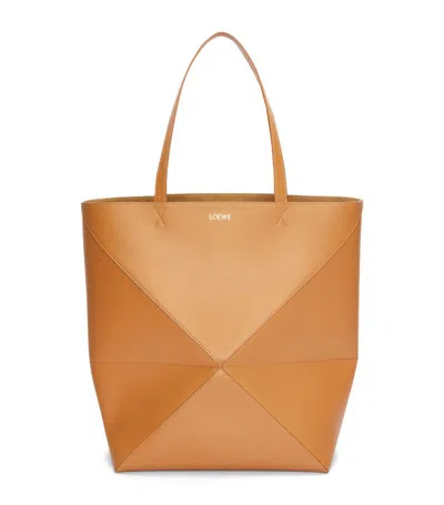 Loewe Xl Leather Puzzle Fold Tote Bag In Beige