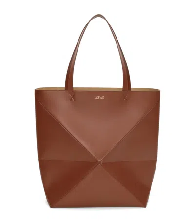 Loewe Xl Leather Puzzle Fold Tote Bag In Brown