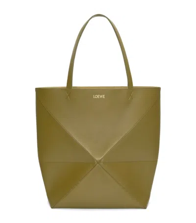 Loewe Xl Leather Puzzle Fold Tote Bag In Green