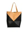 Loewe Xl Puzzle Fold Leather Tote Bag In Black