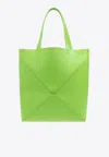 Loewe Medium Leather Puzzle Fold Tote Bag In Green