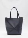 Loewe Puzzle Fold Medium Tote Bag In Shiny Leather In Blue