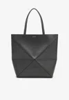 Loewe Extra Large Leather Puzzle Fold Tote Bag In Gray