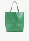 Loewe Extra Large Leather Puzzle Fold Tote Bag In Green