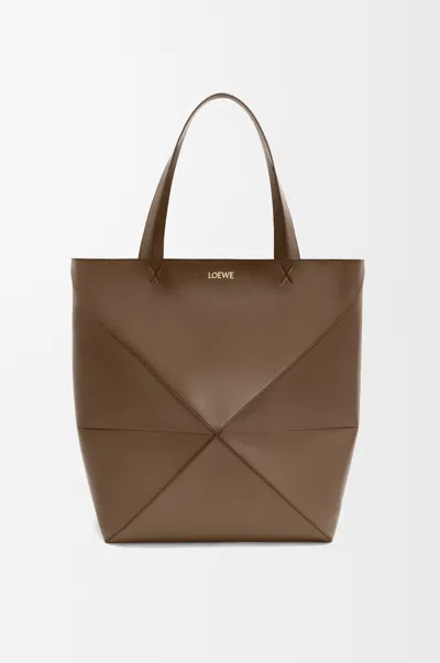 Loewe Xl Puzzle Fold Tote In Shiny Leather Skin For Man In Brown