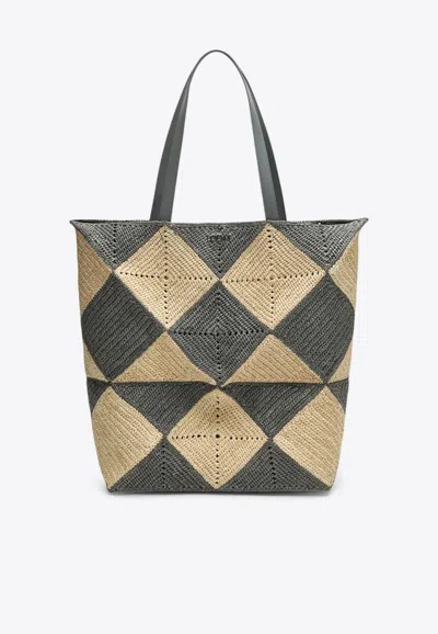 LOEWE XL PUZZLE FOLD WOVEN TOTE BAG