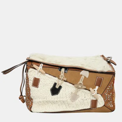 Pre-owned Loewe Xl Puzzle Studded Shoulder Bag In Sand