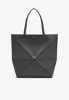 Loewe Extra Large Leather Puzzle Fold Tote Bag In Gray
