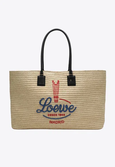 Loewe Xl Verano Tote Bag In Raffia In Natural
