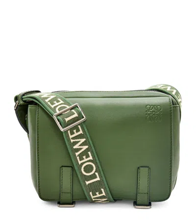 Loewe Xs Leather Military Messenger Bag In Green