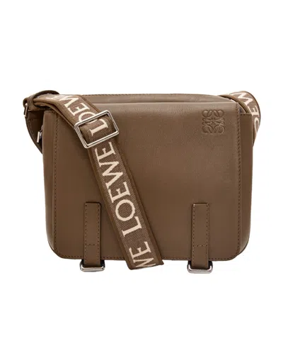 Loewe Xs Military Messenger Bag In Supple Smooth Calfskin And Jacquard In Brown