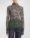 LOEWE YARN PRINT JERSEY MOCK-NECK TOP