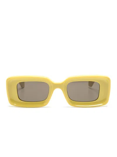 Loewe Yellow Chunky Anagram Sunglasses In 4639e - Shiny Yellow Brown