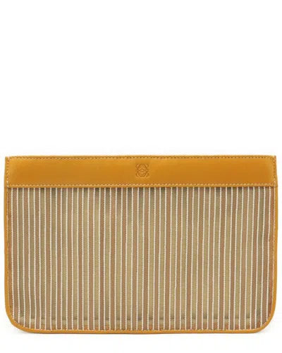 Pre-owned Loewe Yellow Calfskin Anagram Mesh Pouch (authentic Pre-loved)