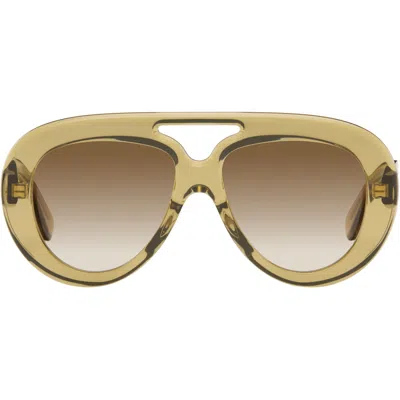 Loewe Yellow Curvy Logo Aviator Sunglasses In Brown