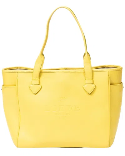 Pre-owned Loewe Yellow Grained Calfskin Leather Heritage Tote (authentic Pre-loved)