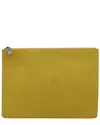 Loewe Yellow Leather Cheese Detail Pouch (authentic Pre-loved) In Green