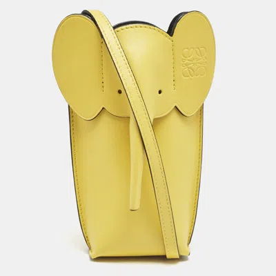 Pre-owned Loewe Yellow Leather Elephant Pocket Crossbody Bag