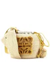 Loewe Yellow Raffia Bunny Drawstring Bucket Bag Small (authentic Pre-loved)