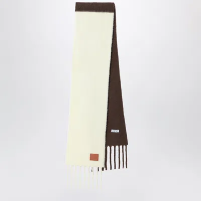 Loewe Yellow/brown Twotone Scarf In Alpaca And Wool In Burgundy