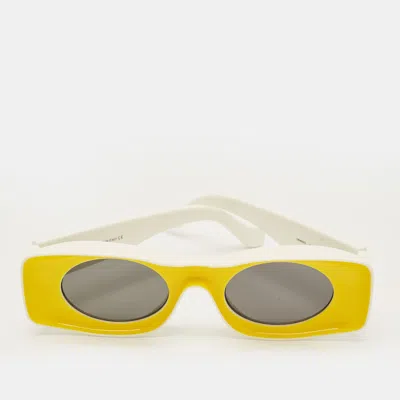 Pre-owned Loewe Yellow/white Lw400331 Paula's Ibiza Shigra Oval Sunglasses