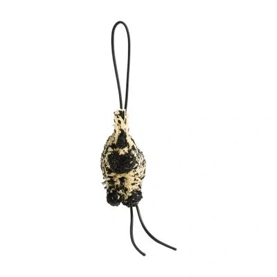Loewe Zebra Bag Charm In Raffia And Calfskin In Beige