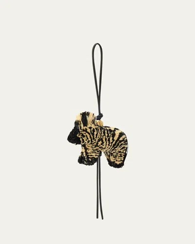 Loewe Zebra Charm In Raffia In Naturalblack