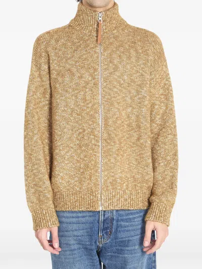 LOEWE ZIP RIBBED LOGO KNIT CARDIGAN