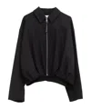 Loewe Gathered Cotton And Silk-blend Twill Jacket In Black
