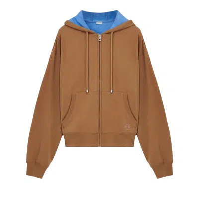 Pre-owned Loewe Zip Up Hoodie 'beige/blue' | Cream | Men's Size M In White