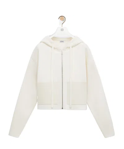 Loewe Zip-up Hoodie In Wool In White