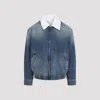 Loewe Collar Contrast Zip-up Jacket In Blue