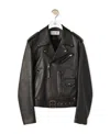 Loewe Zip-up Long Sleeved Leather Biker Jacket In Black