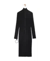 Loewe Zip Up Midi Dress In Wool In Black