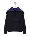 Loewe Zip-up Sweater In Wool In Blue