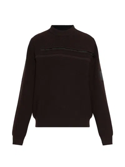 Loewe Zip-detail Ribbed-knit Sweater In Brown