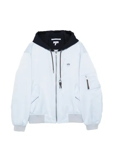 Loewe Zip-fastening Hooded Bomber Jacket In Blue
