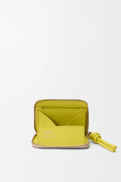 Loewe Zipped Coin Purse In Shiny Nappa Leather Skin For Woman In Yellow