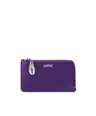 Loewe Zipper Card Holder In Dark Purple