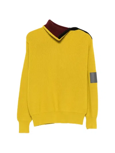Loewe Zip-shoulder Ribbed-knit Sweater In Yellow