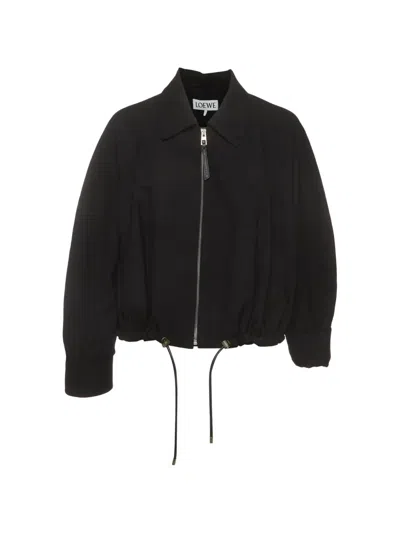 Pre-owned Loewe Zip-up Drawstring Jacket In Black